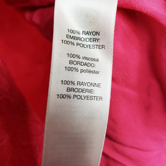 Chico's Women's Coral Pink Embroidered Henley Style Button Down Shirt Top Blouse - Picture 12 of 13